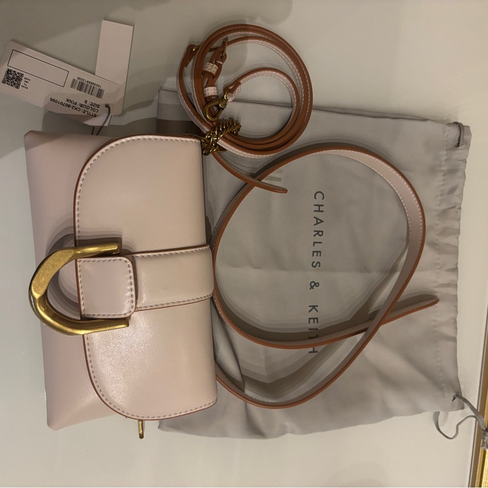 Charles & Keith White Gabine Crossbody Bag
